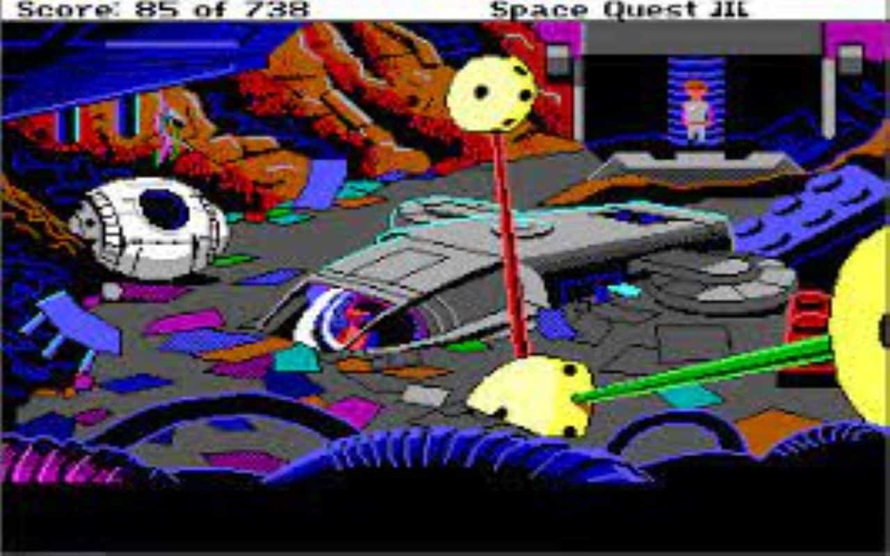 Space Quest III — a junkyard of wrecked spacecraft and scattered debris