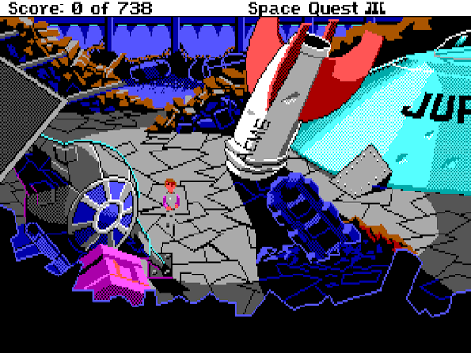 Space Quest III — wreckage scattered across a junkyard
